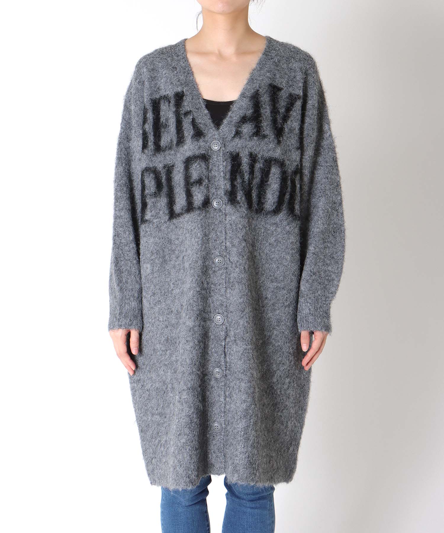 🩵ロゴプリントシャギーロングカーディガン 別注🩵｜スリーフォー